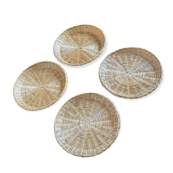 Vintage Wicker Woven Boho Plate Charger Wall Decor set of 4 - Picture 1 of 6